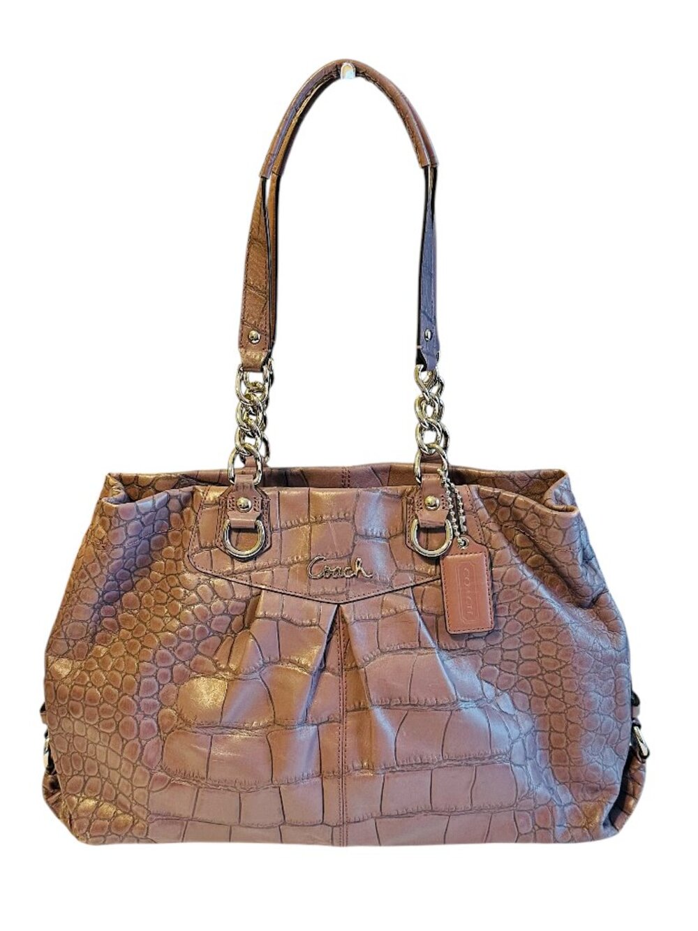 Coach Navy Gray Ashley Crocodile Carryall
